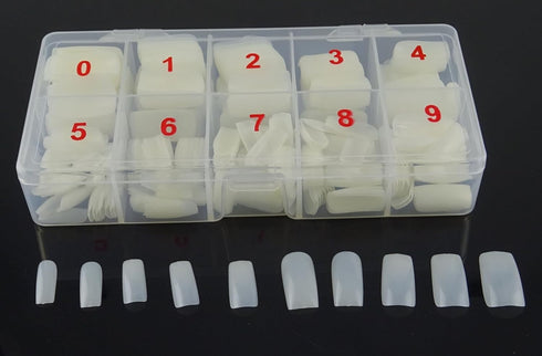 Yueton 500 Pack Natural Color Full Cover UV Gel False Nail Art Tips + Box for DIY Design