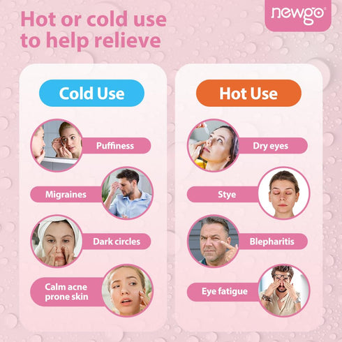 NEWGO Cold Eye Mask Cooling Eye Mask for Dry Eyes, Gel Eye Mask Eye Ice Pack Reusable Cold Eye Compress for Dark Circles, Migraines, Eye Surgery, Skin Care (Pink-2Pack)