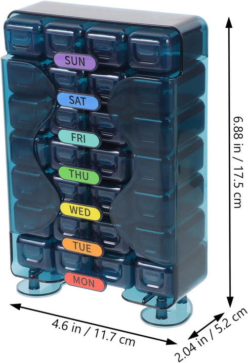 Portable Weekly Medicine Organizer Reusable Pill Case with Compartments Tight Seal Travel-Friendly Compact Storage Box