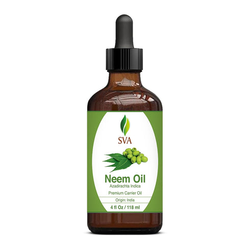 SVA Neem Seed Oil, 4 Fl Oz, 100% Natural Cold Pressed for Face, Skin Care, Hair Care, Body Massage