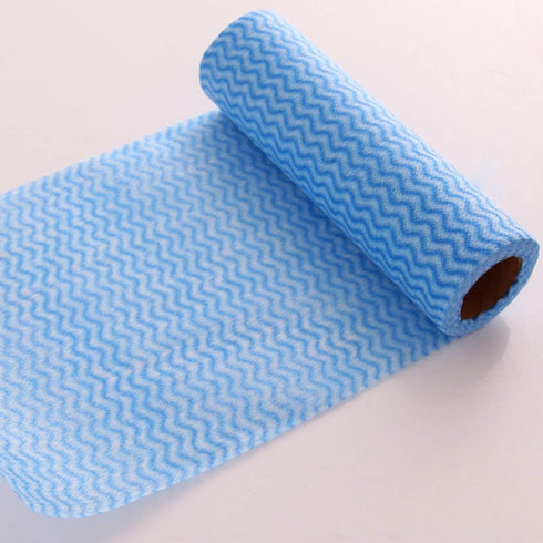 KMAKII Reusable Cleaning Cloths, 50 Count/Roll Disposable Dish Rags, 3 Rolls Blue, Absorbent and Quick Drying