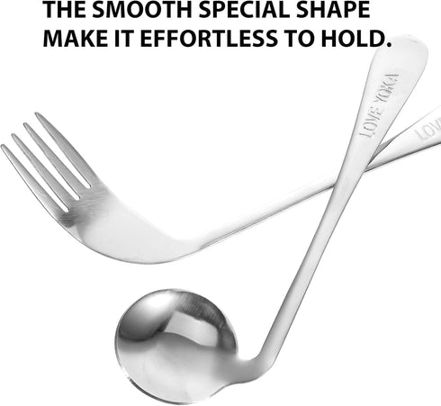 Healvian 3pcs Adaptive Utensils Set, Left Handed Grip Forks and Spoon for Hand Tremors, Built Up Handicap Utensils for