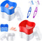 Patelai 2 Denture Cases with Cleaner Brushes, Travel Retainer Case, Dentures Container, Braces Pacifier Storage