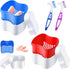 Patelai 2 Denture Cases with Cleaner Brushes, Travel Retainer Case, Dentures Container, Braces Pacifier Storage