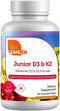 Zahler Junior Vitamin D3 + K2 Chewable Tablets for Kids, 90 Count, 2000 IU Vitamin D for Healthy Bones & Teeth