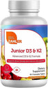 Zahler Junior Vitamin D3 + K2 Chewable Tablets for Kids, 90 Count, 2000 IU Vitamin D for Healthy Bones & Teeth