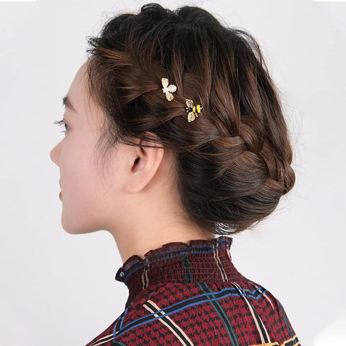 Luckycivia 12 Pcs Metal Cute Bee Hairpin, Exquisite Alloy Crystal Bee Hair Side Clips, Honeybee Hair Accessories for