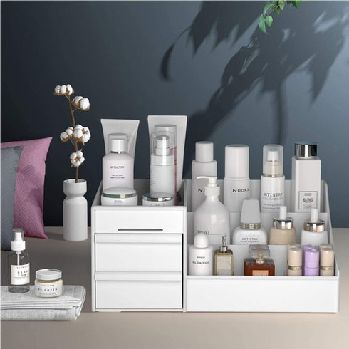 Large Makeup Capacity Cosmetic Storage Box, Skin Care Organizer for Jewelry, Makeup, Brushes, Lipsticks, Nail Polish,
