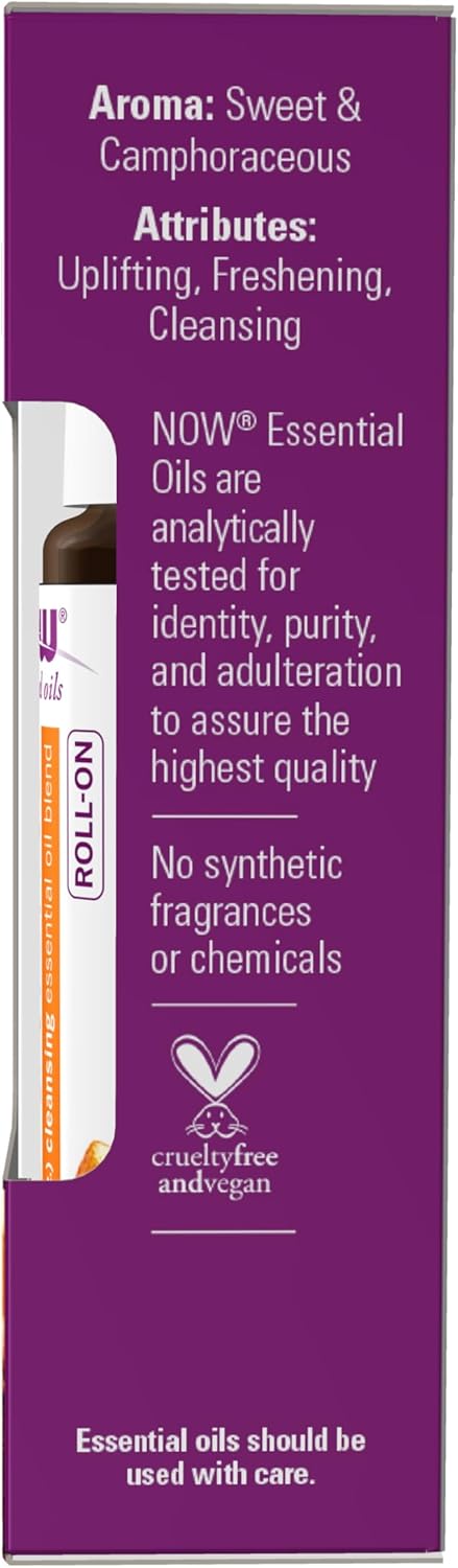 NOW Foods Essential Oils, Seasonal Defense Roll On, Non-GMO Project Verified, Cleansing Blend, Topical Aromatherapy,