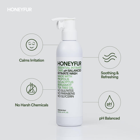 HONEYFUR pH Balanced Feminine Wash, Gentle Cleanser for Sensitive Skin, 200 ML / 6.7 FL OZ