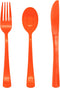 150 Pack Orange Plastic Silverware - Heavy Duty Cutlery with 50 Forks, 50 Spoons, 50 Knives for Parties