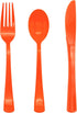 150 Pack Orange Plastic Silverware - Heavy Duty Cutlery with 50 Forks, 50 Spoons, 50 Knives for Parties
