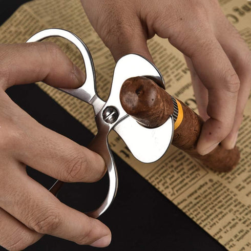 Cigar Scissors Cutter, Stainless Steel Guillotine Double Blade Straight Cut Scissors for Cigar Accessories