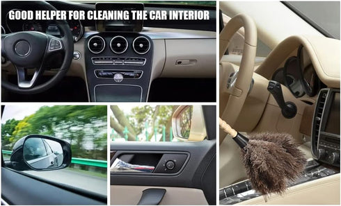 Ostrich Feather Duster 14 inch, Fluffy Natural Genuine Ostrich Feathers with Wooden Handle for Cleaning