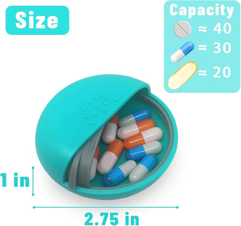 INVODA Travel Pill Organizer Cute Round Pill Box for Purse Compact Medicine Container for Pills, Fish Oil, Vitamins
