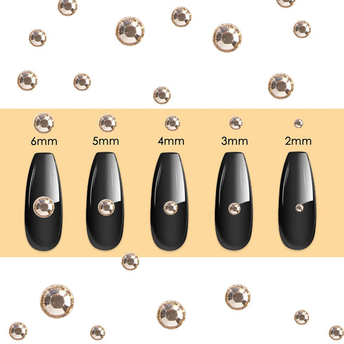 Canvalite 1500PCS Champagne Rhinestones Flat Back Gems, Nail Rhinestones Nail Art Gems with Pick Up Tweezers and Rhinestone Picker Dotting Pen, Nail Art Tools for Nails, Clothes, Face, Craft
