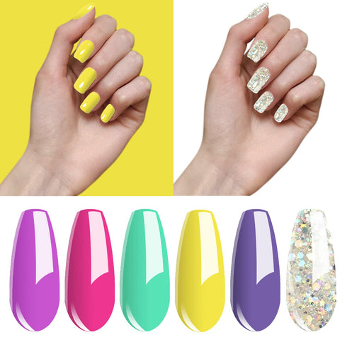 Vishine 6 Colors Gel Nail Polish Set - Rainbow Candy Nail Art Gift Box, Soak Off UV LED Gel Polish Kit 8ml