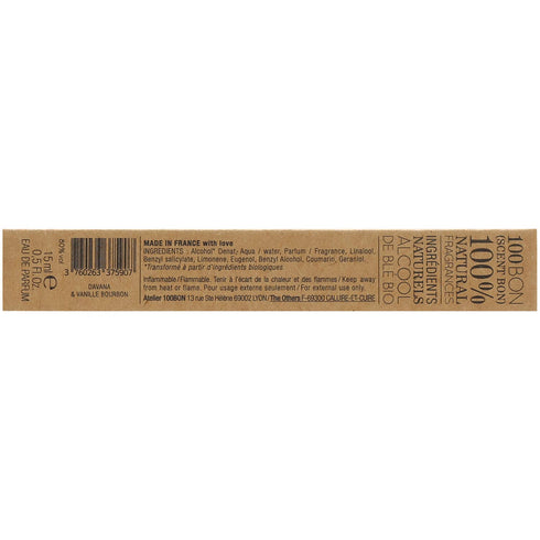 100BON Davana & Vanille Burbon Organic Fragrance for Women & Men, 0.5 Fl Oz Travel Spray