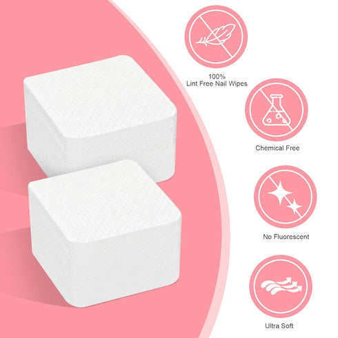 Lint Free Nail Wipes, 1000PCS Nail Polish Remover Wipes, Super Absorbent Soft Wipes for Nail Art and Eyelash Extensions
