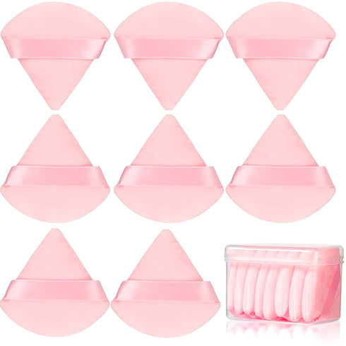 JASSINS 8 Pcs Cotton Powder Puff Face, Triangle Super Soft for Makeup Setting, Concealer, and Blush (Pink)