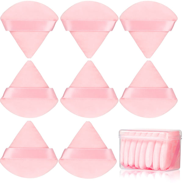 JASSINS 8 Pcs Cotton Powder Puff Face, Triangle Super Soft for Makeup Setting, Concealer, and Blush (Pink)