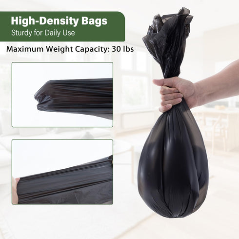Jaoul Medium Trash Bags, 8 Gallon, 0.97 Mil Extra Strong, 60 Counts, Black, for Home Office Kitchen