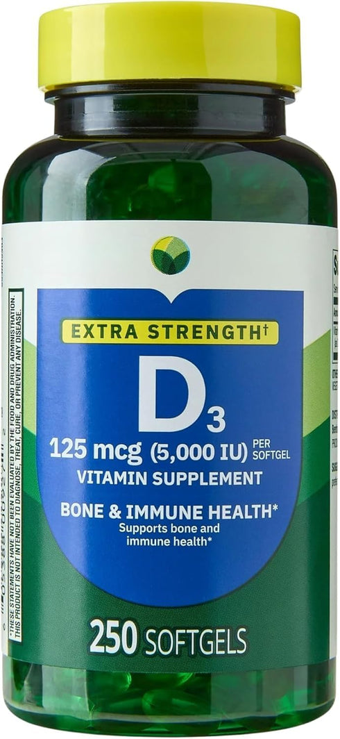 H4U Extra Strength Vitamin D3 5000 IU (125 mcg) Softgels | Supports