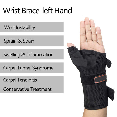 Wrist Brace with Thumb Spica Splint, Stabilizer for De Quervain's Tenosynovitis, Arthritis, Sprains, Carpal Tunnel Pain