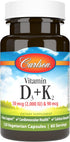 Carlson Vitamin D3 + K2, 50 mcg (2000 IU) Vitamin D3 & 90 mcg Vitamin K2, 120 Capsules