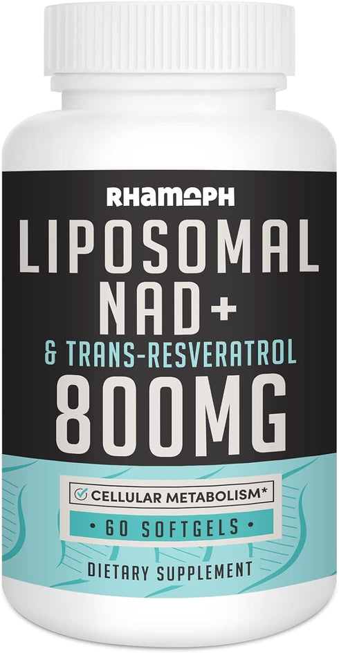 Liposomal NAD+ 800 mg with Trans-Resveratrol 300 mg: Max Absorption Supplement for Healthy Aging, 60 Softgels