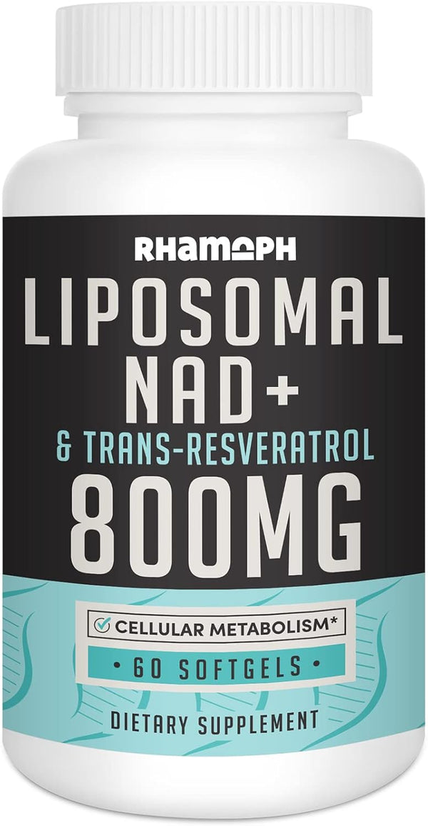 Liposomal NAD+ 800 mg with Trans-Resveratrol 300 mg: Max Absorption Supplement for Healthy Aging, 60 Softgels
