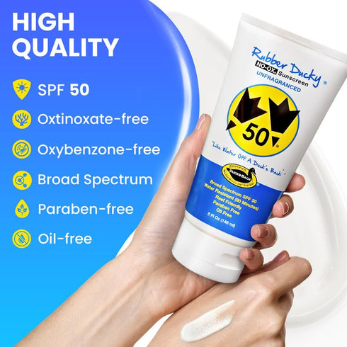 Rubber Ducky Vitamin E Sunscreen with SPF 50, Water-Resistant Broad Spectrum Lotion for Face and Body (2pcs., 5oz)