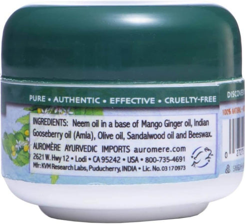 Auromere Ayurvedic Neem Balm - All Natural Cream for Rosacea, Eczema, Psoriasis - 2oz