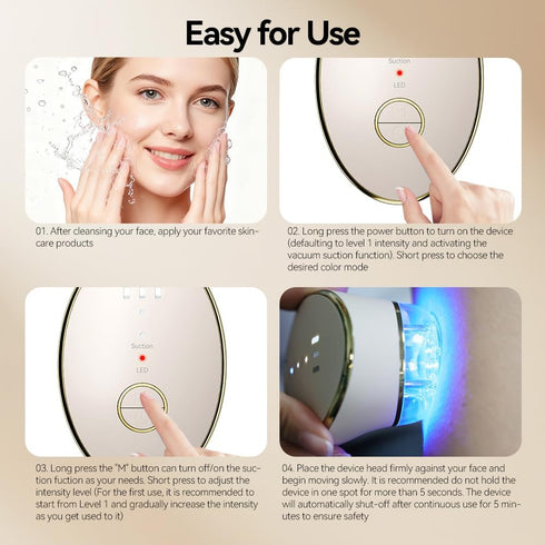 Ihelol 7 3 Color Neck Face Massager, Facial Massager with Suction Function, Face Sculpting Tool with Intensity Level