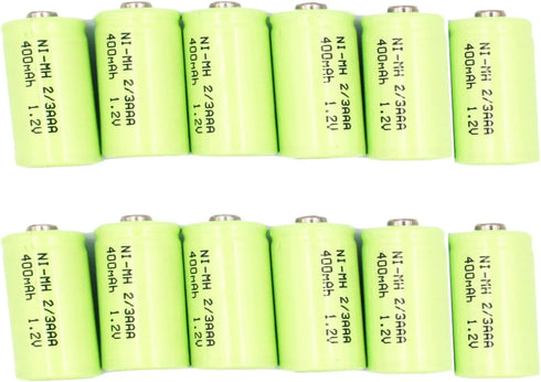 1.2V 2/3 AAA 400mAh NiMH Rechargeable Batteries with Button Top for DIY LED Solar Light, 12 Packs