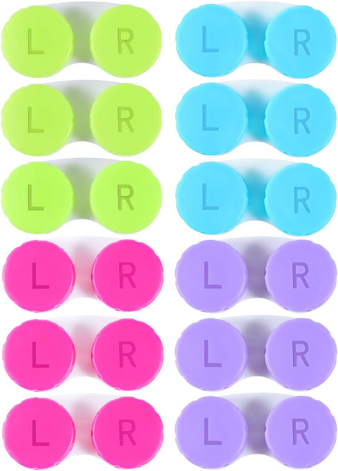 12 Pack Colorful Contact Lens Case Box Holder, Soak Storage Kit