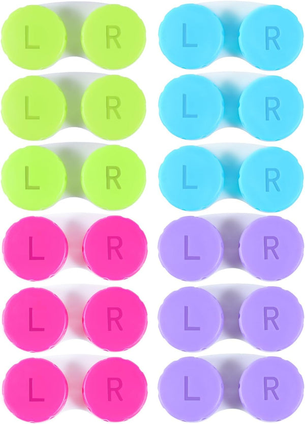 12 Pack Colorful Contact Lens Case Box Holder, Soak Storage Kit