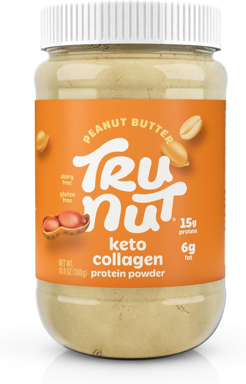 Tru-Nut Keto Collagen Protein Powder (Peanut Butter, 10.6 oz) - Perfect for Smoothies and Keto Diet