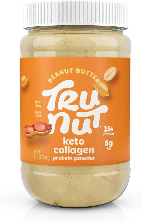 Tru-Nut Keto Collagen Protein Powder (Peanut Butter, 10.6 oz) - Perfect for Smoothies and Keto Diet