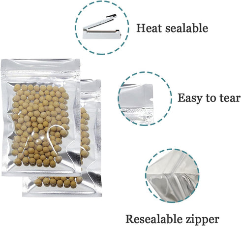 PABCK 100 Pack Mini Small Clear Front Resealable Heat Seal Bags for Food Storage
