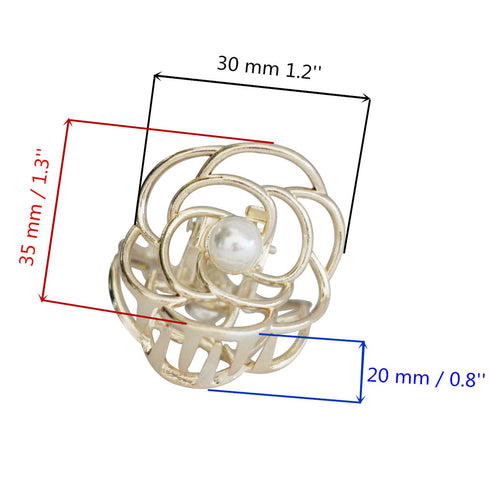 TANG SONG 4PCS Small Metal Hair Claw Clips, Flower Style Barrette Jaw Clamp for Women (Silver+Gold+Rose Gold+Black)