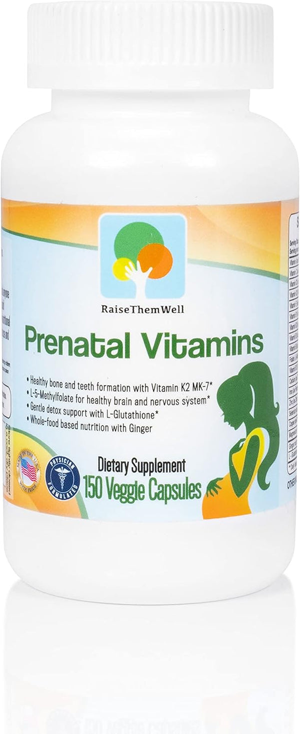 Prenatal Multivitamin with Methylfolate, K2 MK-7, Glutathione & Iron, 150 Veggie Capsules
