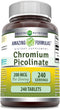 Amazing Formulas Chromium Picolinate Supplement | 200 Mcg Per Serving | Non-GMO, Gluten Free, Made in USA (240 Count)