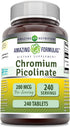 Amazing Formulas Chromium Picolinate Supplement | 200 Mcg Per Serving | Non-GMO, Gluten Free, Made in USA (240 Count)