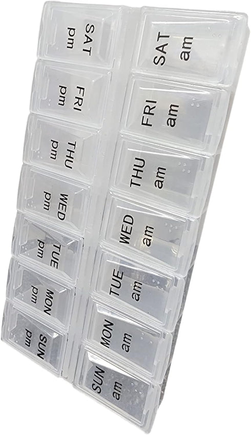 London Health Products Twice a Day Pill Organizer, Weekly Day and Night Pill Container, Day