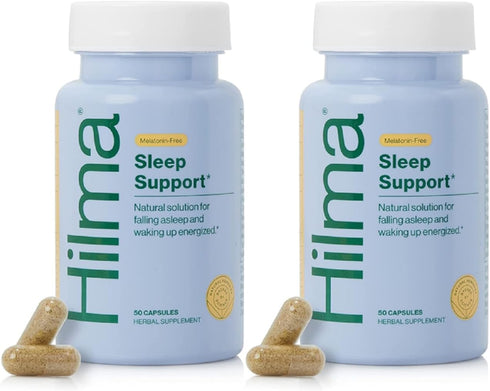 Hilma Sleep Aid with Magnesium & L-Theanine – Natural Sleep Aids for Adults, Melatonin-Free, Non-Drowsy - 2 Pack (100