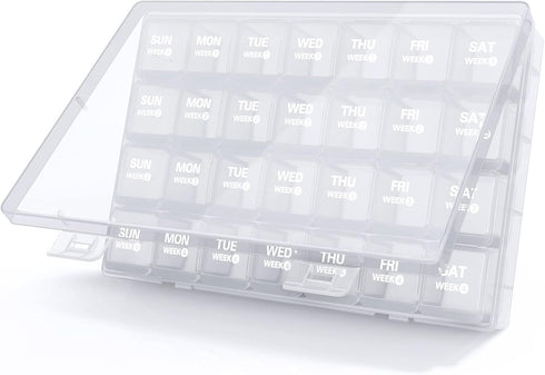 TookMag Monthly Pill Organizer - 28 Day Travel Medicine Pill Box, Large 4 Weeks 1 Month Cases with Dust-Proof Container