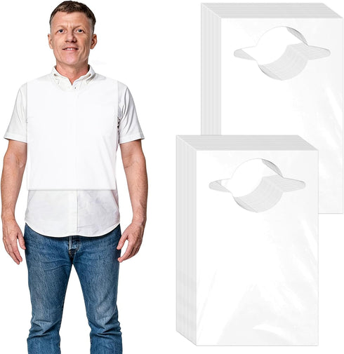 LOLYSIC 200 Pcs Disposable Adult Bibs, Large Waterproof Plastic Bibs for Elderly, Men