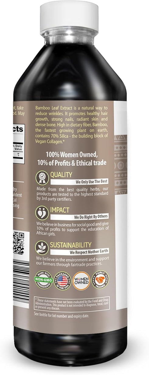 Herbal Papaya Bamboo Silica Supplements, Organic Extract 12oz for Hair, Skin, Nails, Bone Support