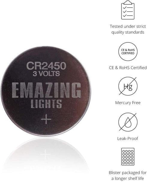 EmazingLights 20 Pack CR2450 Battery, 3V Lithium Coin Cell Batteries, Long Lasting Multipack for Keyless Remote
